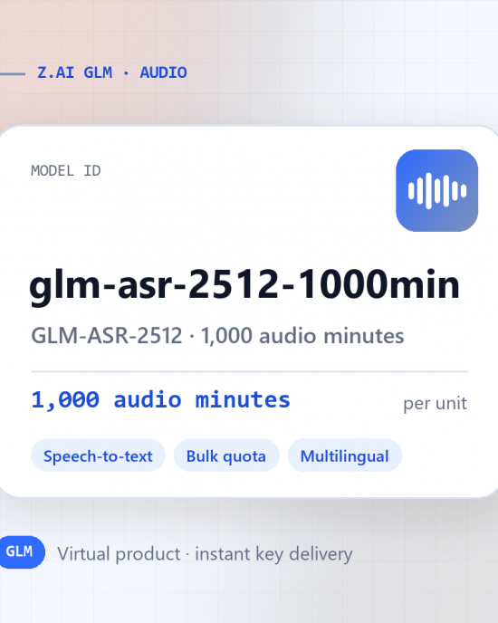 GLM-ASR-2512 · 1,000 audio minutes