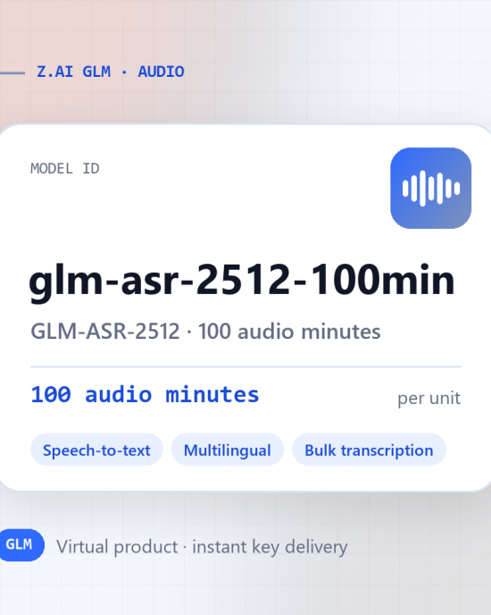 GLM-ASR-2512 · 100 audio minutes